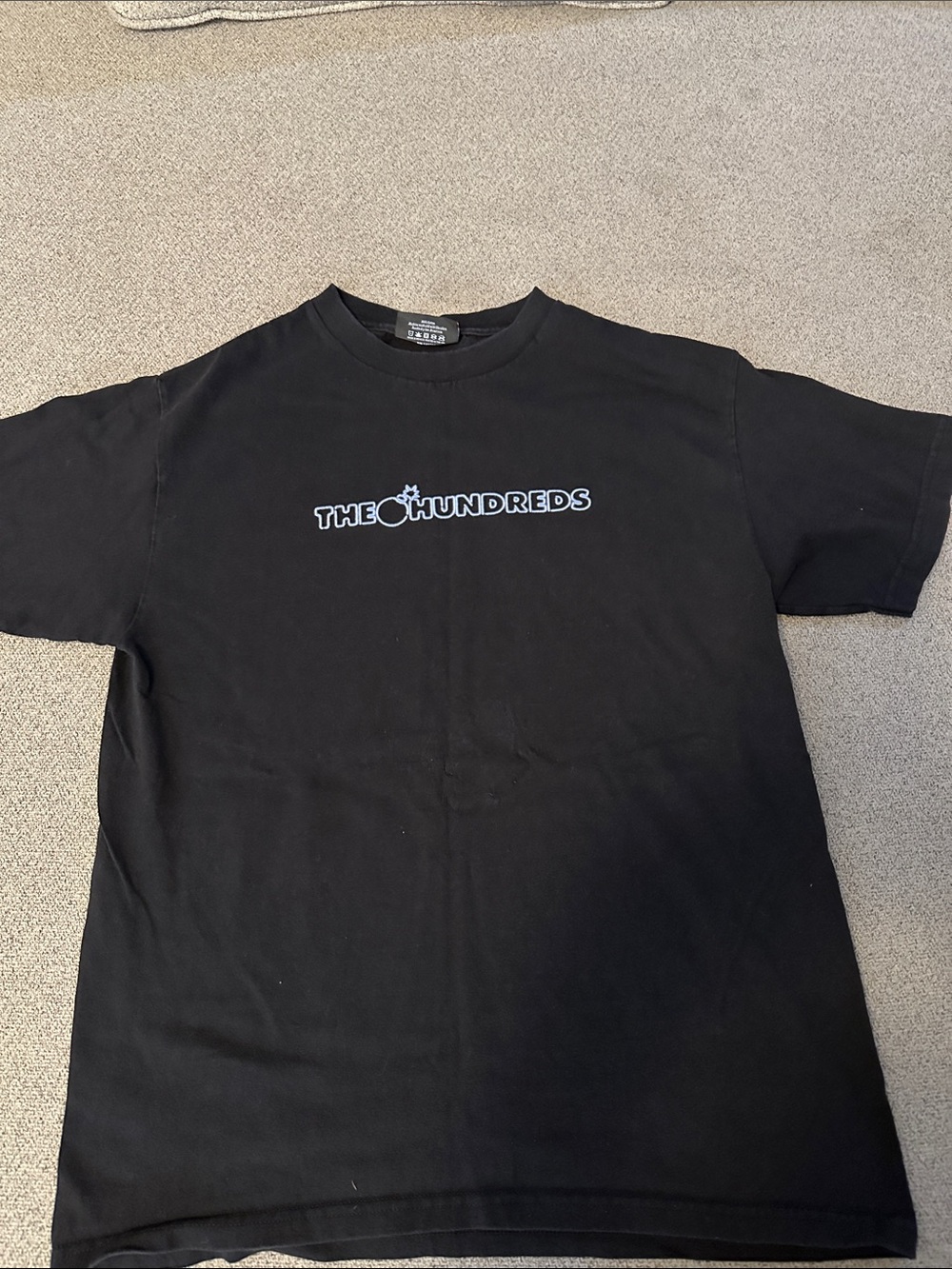The Hundreds Black Tee with White Outline Logo